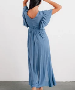 BB Custom Dresses Jennifer Deep V Maxi Dress | Blue 25 BB Custom Dresses Jennifer Deep V Maxi Dress | Blue