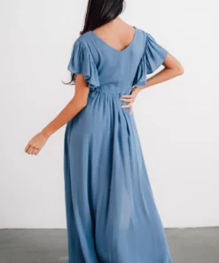 BB Custom Dresses Jennifer Deep V Maxi Dress | Blue 24 BB Custom Dresses Jennifer Deep V Maxi Dress | Blue