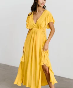 BB Custom Jennifer Deep V Maxi Dress | Mustard Dresses