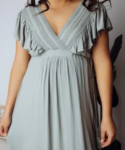 BB Custom Jennifer Deep V Maxi Dress | Sage Dresses