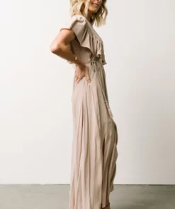 BB Custom Jennifer Deep V Maxi Dress | Sand