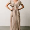 BB Custom Jennifer Deep V Maxi Dress | Sand