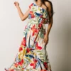 FT Jillian One Shoulder Maxi Dress | Multi Print Dresses