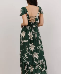 ANG Dresses Jolie Ruffle Midi Dress | Green Floral