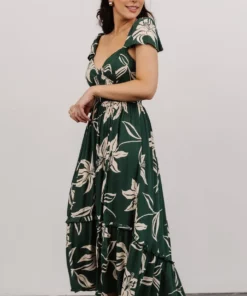 ANG Dresses Jolie Ruffle Midi Dress | Green Floral