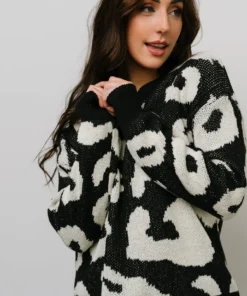 HAY Jonas Animal Print Sweater | Black + Cream