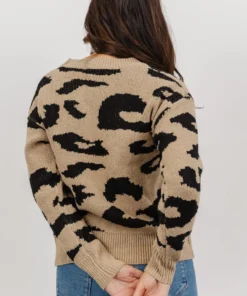 HAY Jonas Animal Print Sweater | Tan + Black