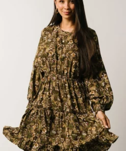 HAY Jordan Short Dress | Olive Print Dresses