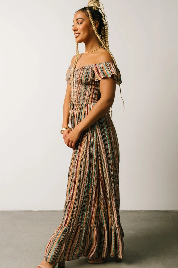 DD Journey Boho Stripe Maxi Dress | Mocha Print Dresses 4 DD Journey Boho Stripe Maxi Dress | Mocha Print Dresses