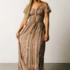 DD Journey Boho Stripe Maxi Dress | Mocha Print Dresses
