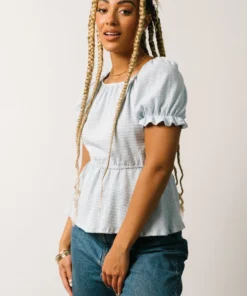 HAY Tops Jules Smocked Top | Light Blue 15 HAY Tops Jules Smocked Top | Light Blue