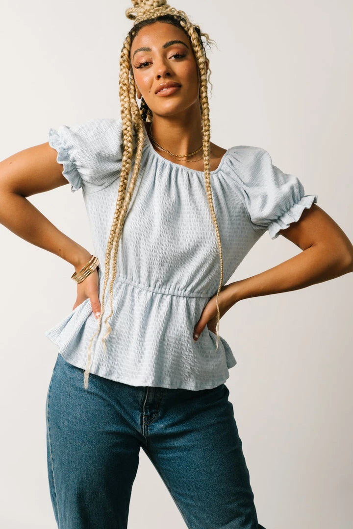 HAY Tops Jules Smocked Top | Light Blue 4 HAY Tops Jules Smocked Top | Light Blue