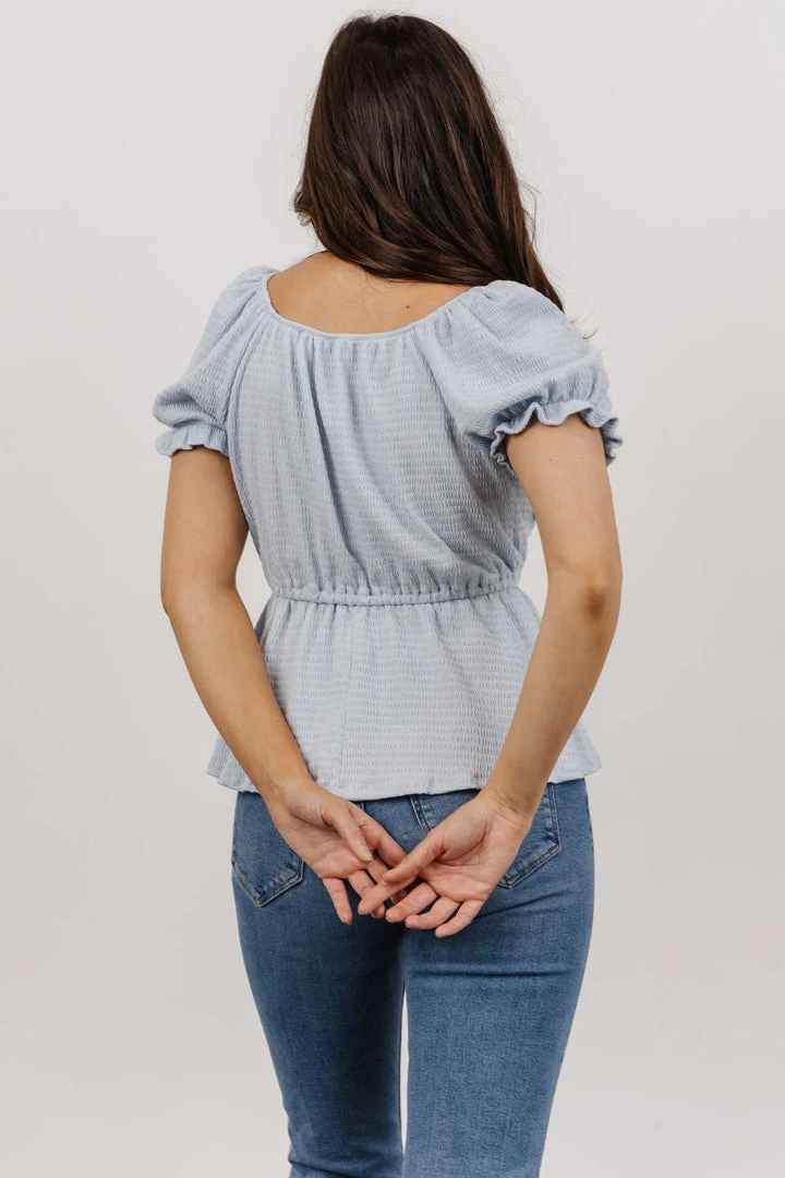 HAY Tops Jules Smocked Top | Light Blue 3 HAY Tops Jules Smocked Top | Light Blue