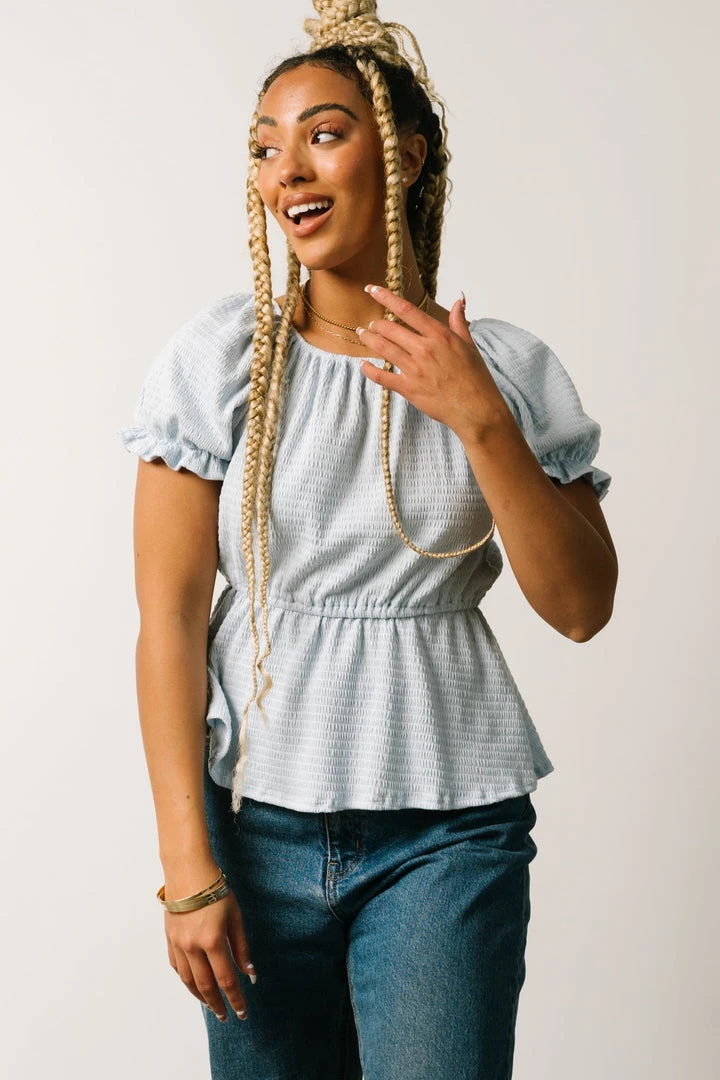 HAY Tops Jules Smocked Top | Light Blue 6 HAY Tops Jules Smocked Top | Light Blue