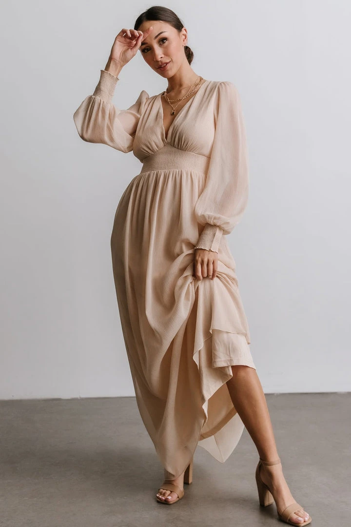 RR Juliette Shimmer Maxi Dress | Champagne 1 RR Juliette Shimmer Maxi Dress | Champagne
