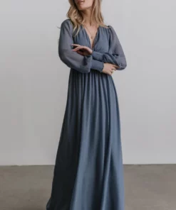RR Juliette Shimmer Maxi Dress | Slate Blue