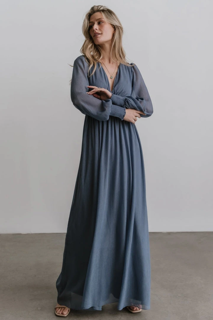 RR Juliette Shimmer Maxi Dress | Slate Blue 1 RR Juliette Shimmer Maxi Dress | Slate Blue
