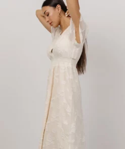 RR June Smocked Midi Dress | Vintage Cream