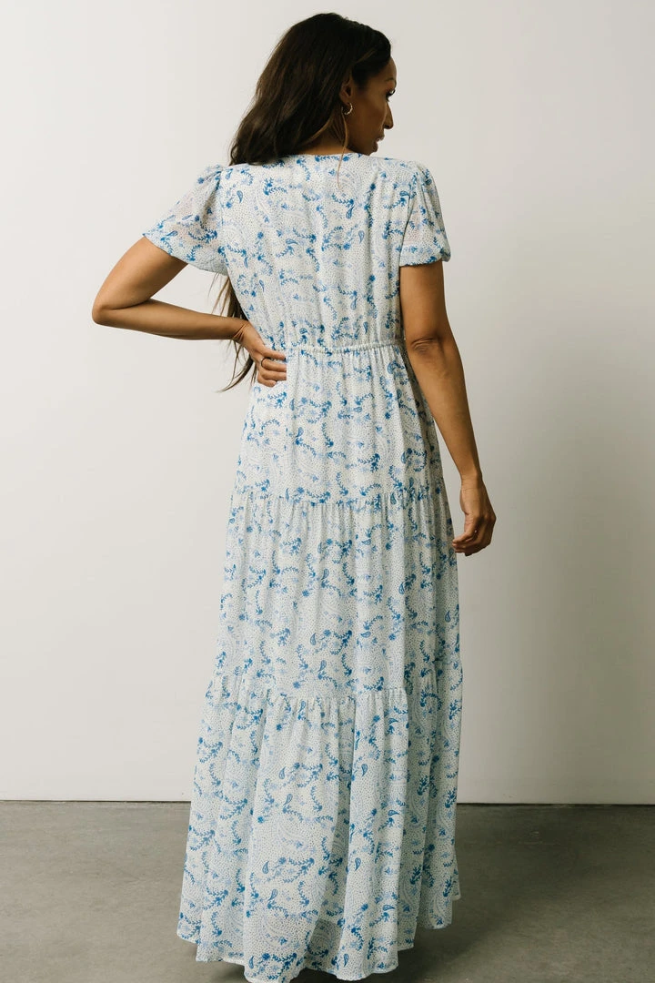 Maxi Dresses Karina Tiered Maxi Dress | Blue Paisley 7 Maxi Dresses Karina Tiered Maxi Dress | Blue Paisley