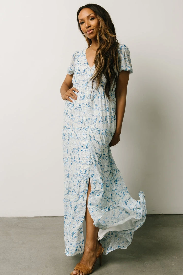 Maxi Dresses Karina Tiered Maxi Dress | Blue Paisley 2 Maxi Dresses Karina Tiered Maxi Dress | Blue Paisley