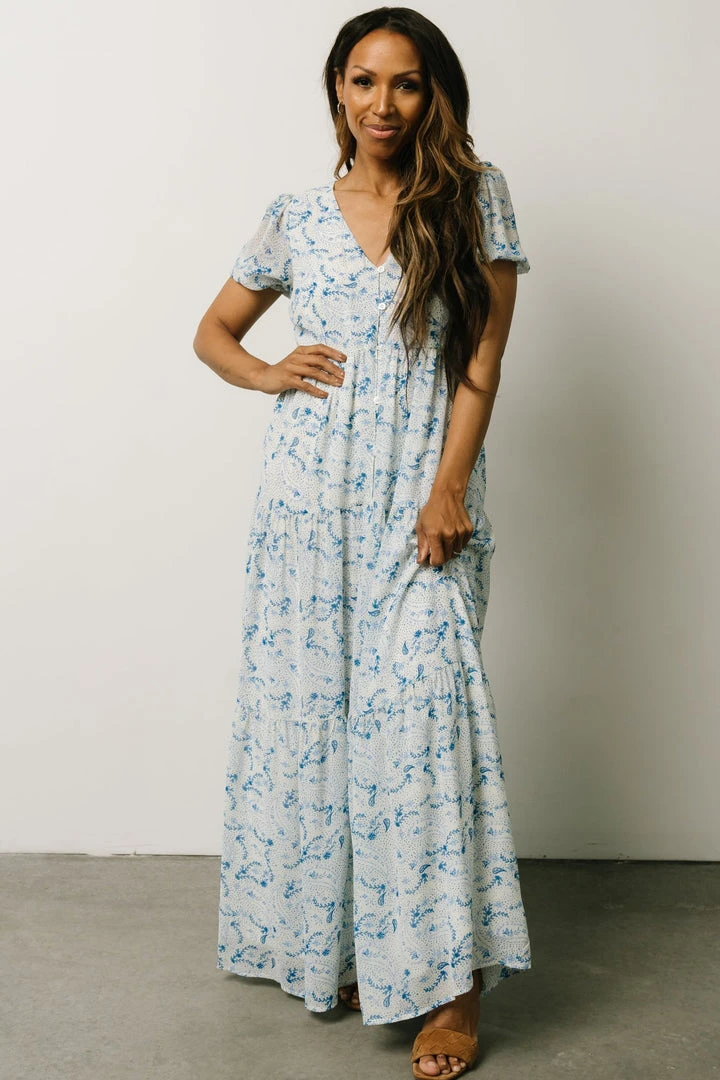 Maxi Dresses Karina Tiered Maxi Dress | Blue Paisley 1 Maxi Dresses Karina Tiered Maxi Dress | Blue Paisley