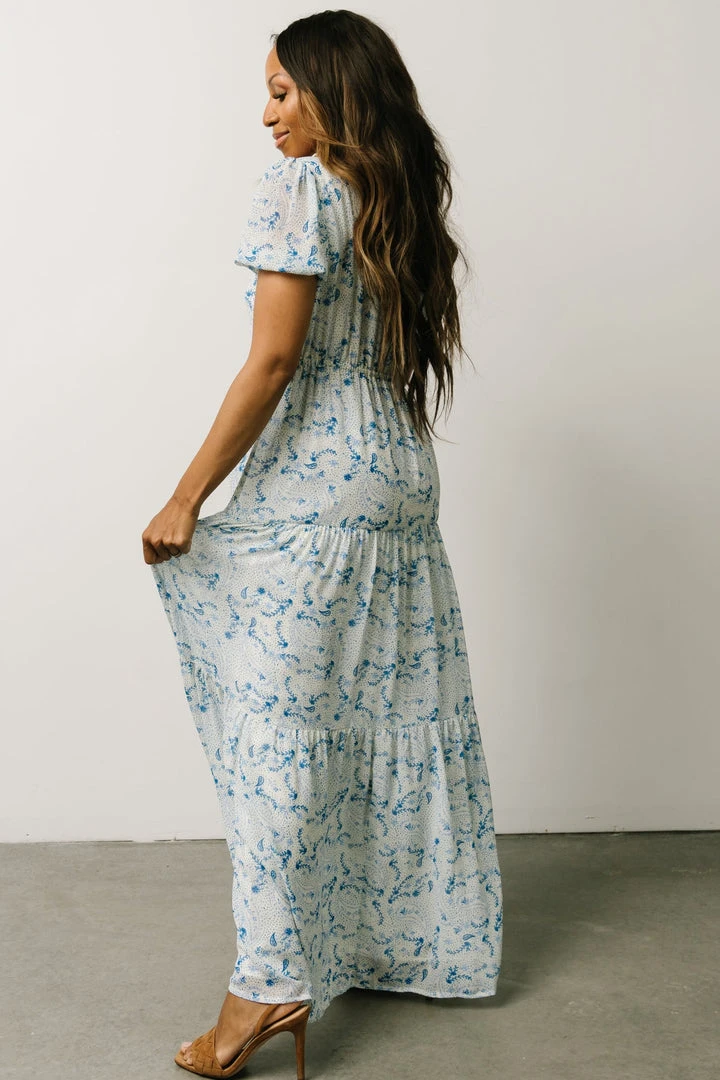 Maxi Dresses Karina Tiered Maxi Dress | Blue Paisley 4 Maxi Dresses Karina Tiered Maxi Dress | Blue Paisley