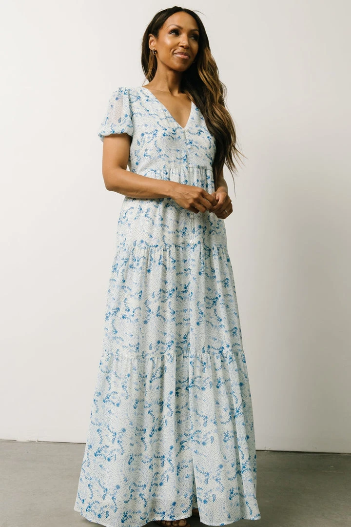 Maxi Dresses Karina Tiered Maxi Dress | Blue Paisley 9 Maxi Dresses Karina Tiered Maxi Dress | Blue Paisley