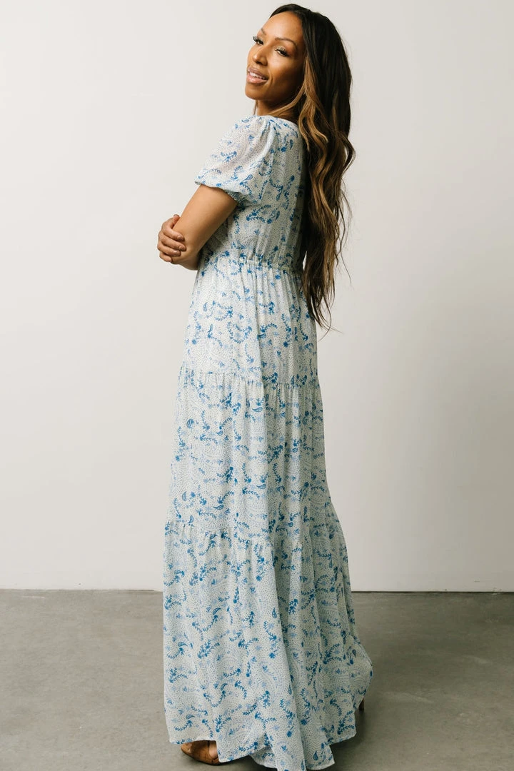 Maxi Dresses Karina Tiered Maxi Dress | Blue Paisley 5 Maxi Dresses Karina Tiered Maxi Dress | Blue Paisley