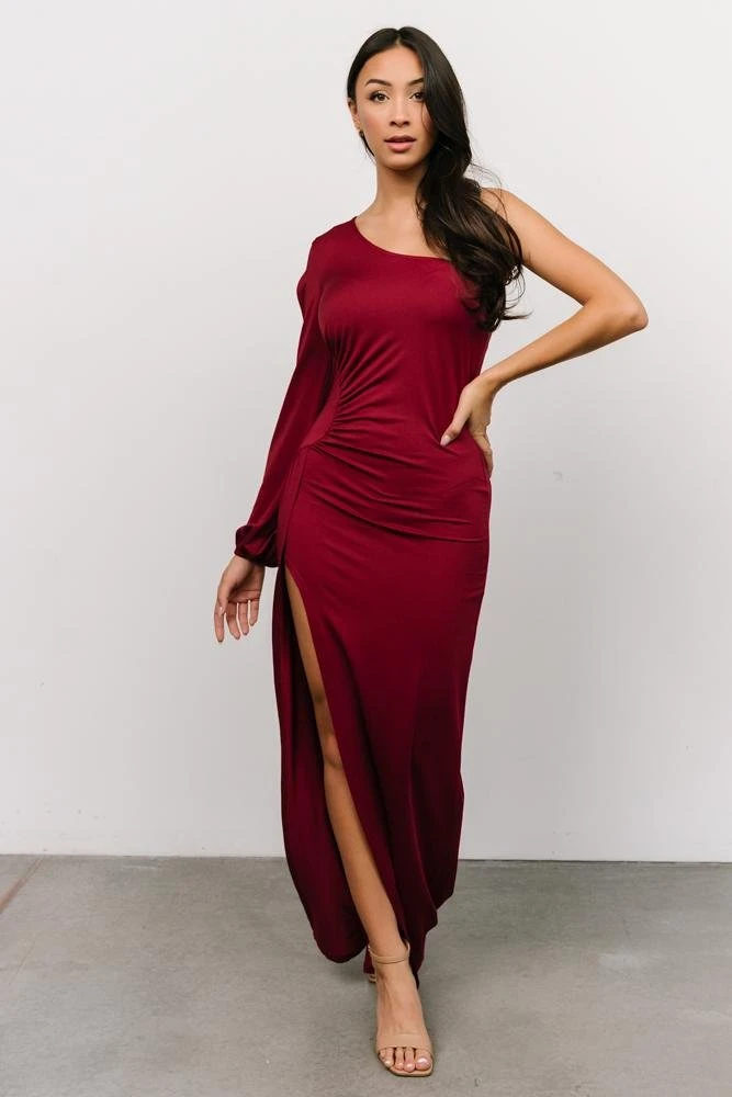 DD Karis One Shoulder Maxi Dress | Burgundy 1 DD Karis One Shoulder Maxi Dress | Burgundy