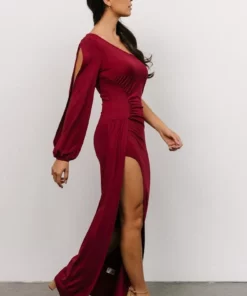 DD Karis One Shoulder Maxi Dress | Burgundy 7 DD Karis One Shoulder Maxi Dress | Burgundy