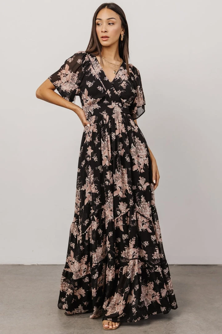 BB Custom Katherine Maxi Dress | Black + Blush Floral Dresses 1 BB Custom Katherine Maxi Dress | Black + Blush Floral Dresses