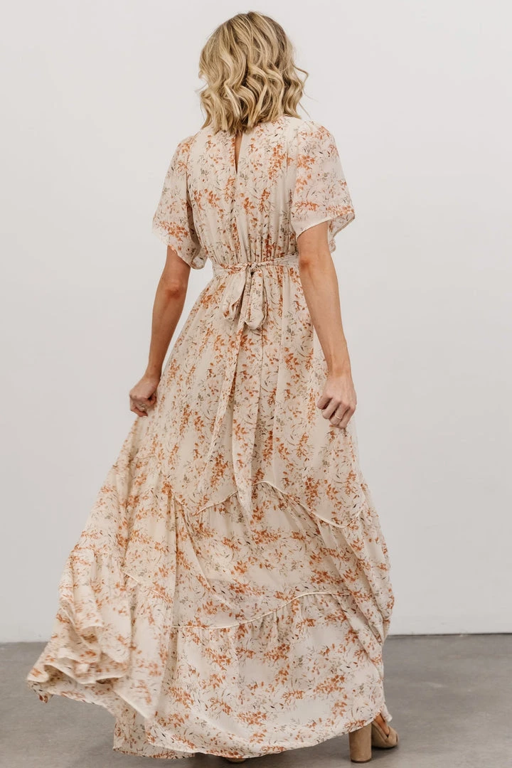 BB Custom Dresses Katherine Maxi Dress | Cream + Rust Floral 2 BB Custom Dresses Katherine Maxi Dress | Cream + Rust Floral