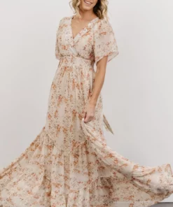 BB Custom Dresses Katherine Maxi Dress | Cream + Rust Floral