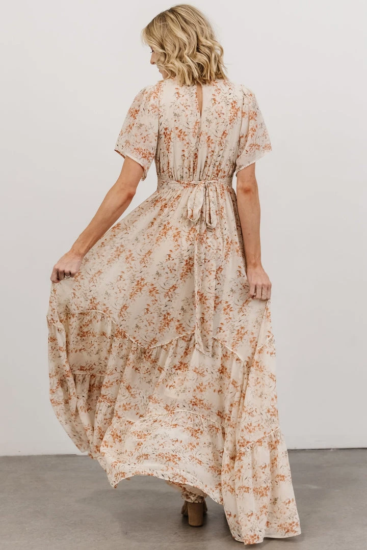 BB Custom Dresses Katherine Maxi Dress | Cream + Rust Floral 4 BB Custom Dresses Katherine Maxi Dress | Cream + Rust Floral