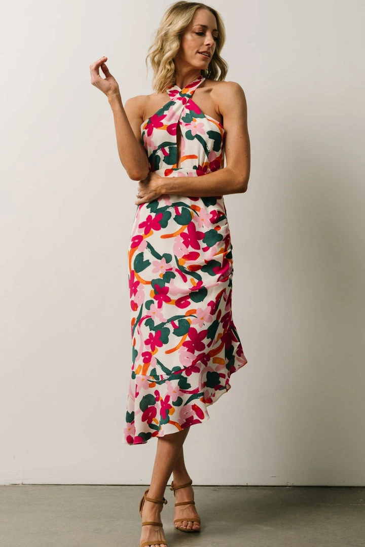 SL Kathy Midi Dress | Fuchsia Multi Floral 3 SL Kathy Midi Dress | Fuchsia Multi Floral