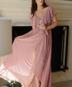 BB Custom Katya Ruffle Maxi Dress | Dusty Pink Dresses