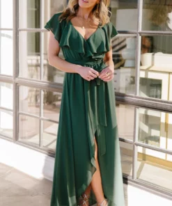 BB Custom Katya Ruffle Maxi Dress | Evergreen Dresses