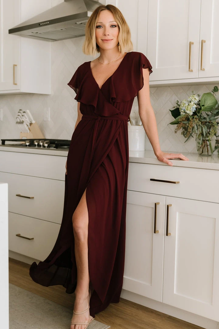 BB Custom Dresses Katya Ruffle Maxi Dress | Mulberry 10 BB Custom Dresses Katya Ruffle Maxi Dress | Mulberry