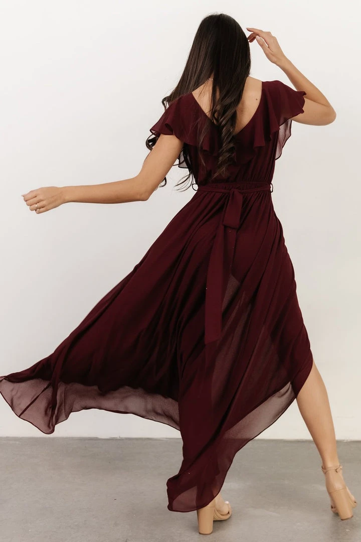 BB Custom Dresses Katya Ruffle Maxi Dress | Mulberry 8 BB Custom Dresses Katya Ruffle Maxi Dress | Mulberry