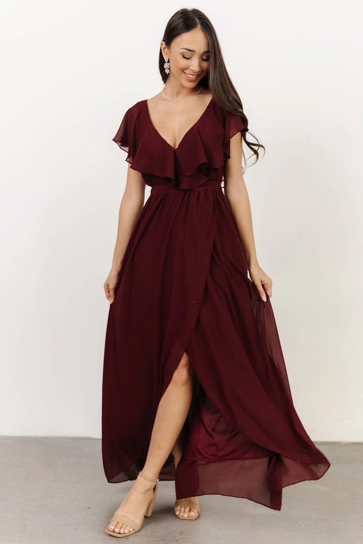 BB Custom Dresses Katya Ruffle Maxi Dress | Mulberry 3 BB Custom Dresses Katya Ruffle Maxi Dress | Mulberry
