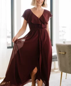 BB Custom Dresses Katya Ruffle Maxi Dress | Mulberry 20 BB Custom Dresses Katya Ruffle Maxi Dress | Mulberry