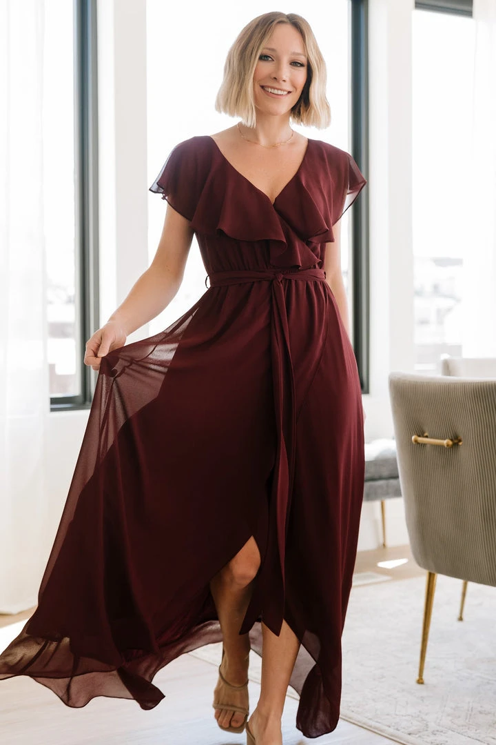 BB Custom Dresses Katya Ruffle Maxi Dress | Mulberry 7 BB Custom Dresses Katya Ruffle Maxi Dress | Mulberry