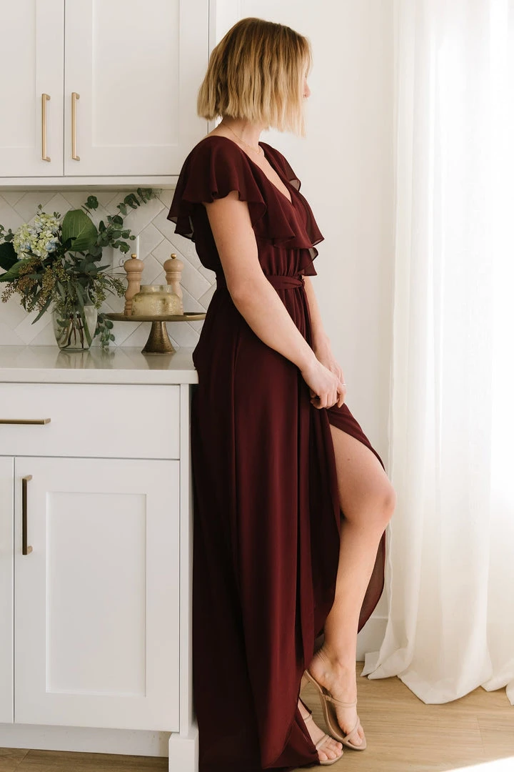 BB Custom Dresses Katya Ruffle Maxi Dress | Mulberry 2 BB Custom Dresses Katya Ruffle Maxi Dress | Mulberry