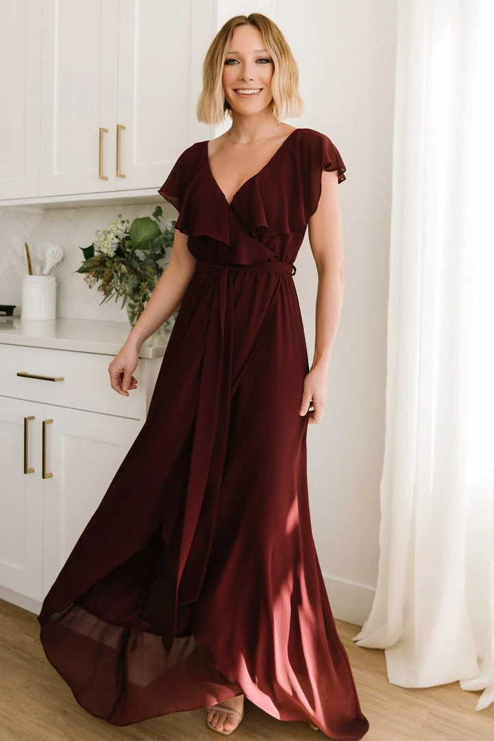 BB Custom Dresses Katya Ruffle Maxi Dress | Mulberry 12 BB Custom Dresses Katya Ruffle Maxi Dress | Mulberry