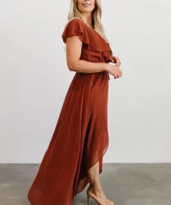 BB Custom Katya Ruffle Maxi Dress | Rust Dresses