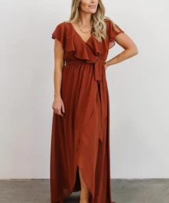 BB Custom Katya Ruffle Maxi Dress | Rust Dresses