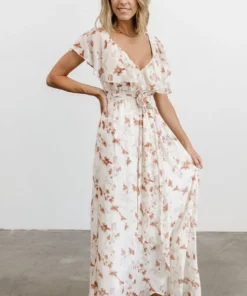 BB Custom Katya Ruffle Maxi Dress | Rust Print