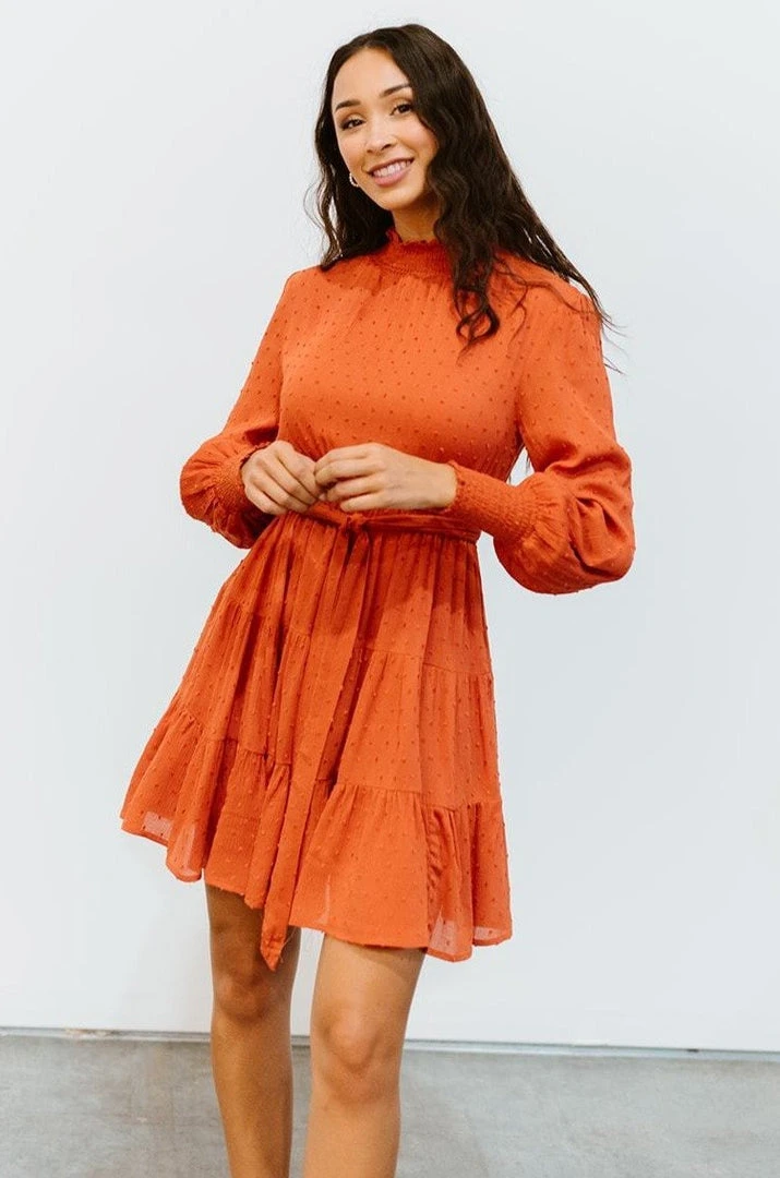 IL Kayla Dotted Mini Dress | Rust 3 IL Kayla Dotted Mini Dress | Rust