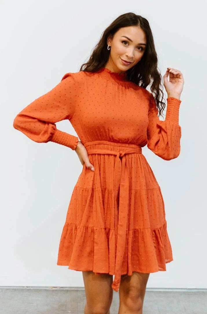 IL Kayla Dotted Mini Dress | Rust 1 IL Kayla Dotted Mini Dress | Rust