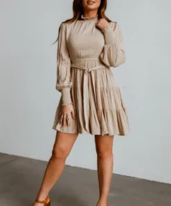 IL Dresses Kayla Dotted Mini Dress | Taupe